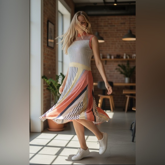 Anthropologie Dresses & Skirts - Anthropologie (Maeve Cleary)Multicolor Striped Midi Dress size large